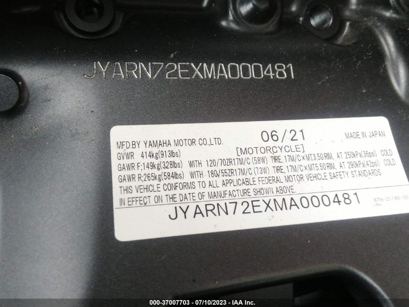 2021 YAMAHA MT09 D JYARN72EXMA000481