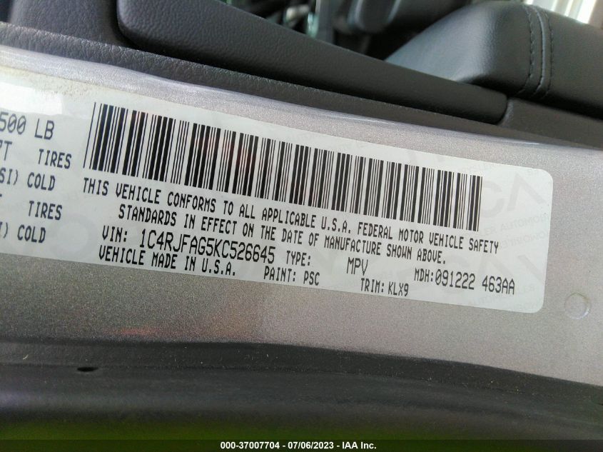 2019 JEEP GRAND CHEROKEE ALTITUDE - 1C4RJFAG5KC526645