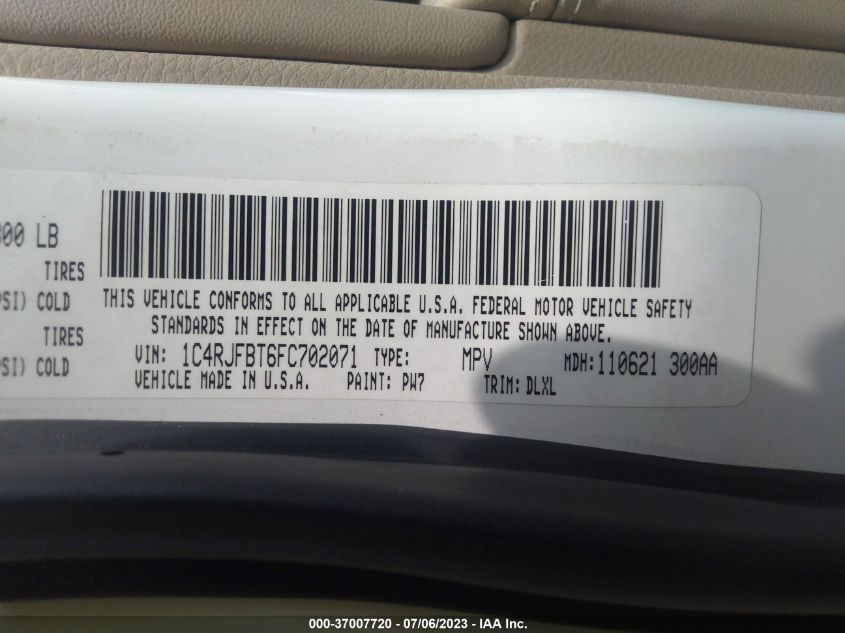 2015 JEEP GRAND CHEROKEE LIMITED - 1C4RJFBT6FC702071