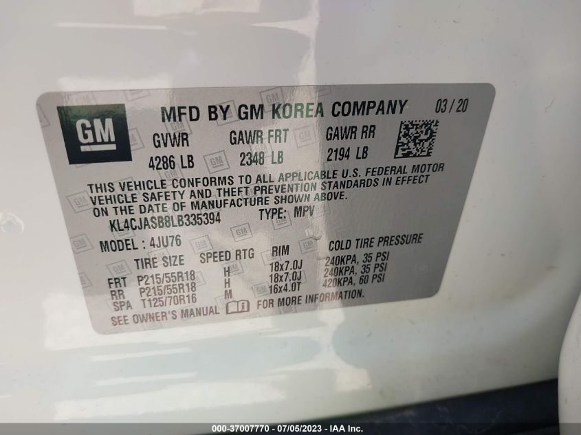 2020 BUICK ENCORE PREFERRED - KL4CJASB8LB335394