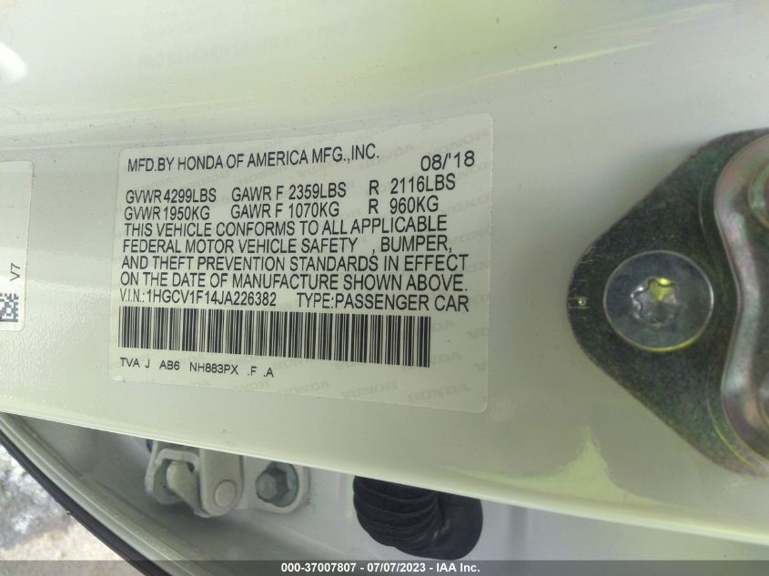2018 HONDA ACCORD SEDAN LX 1.5T - 1HGCV1F14JA226382
