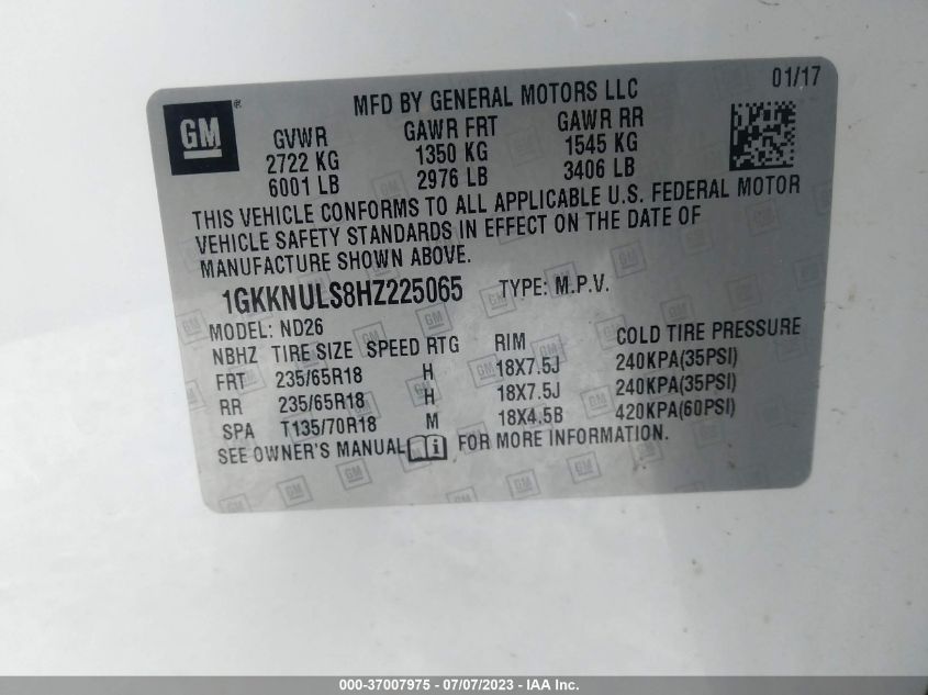 2017 GMC ACADIA SLT - 1GKKNULS8HZ225065