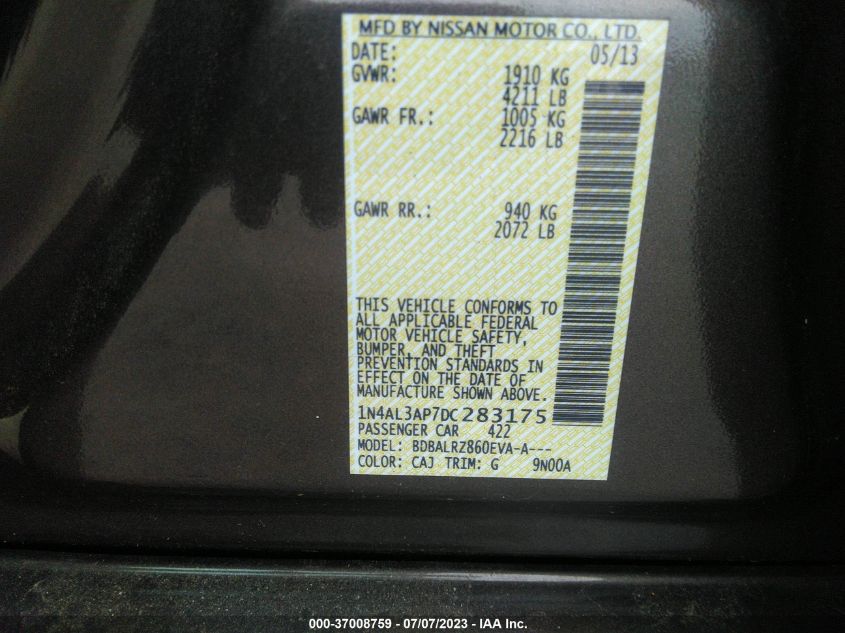 2013 NISSAN ALTIMA 2.5 S - 1N4AL3AP7DC283175