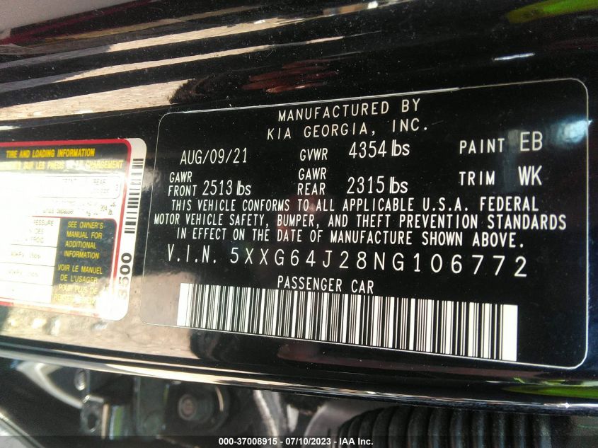 2022 KIA K5 GT-LINE - 5XXG64J28NG106772
