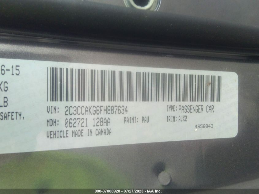 2015 CHRYSLER 300 300C - 2C3CCAKG6FH887634