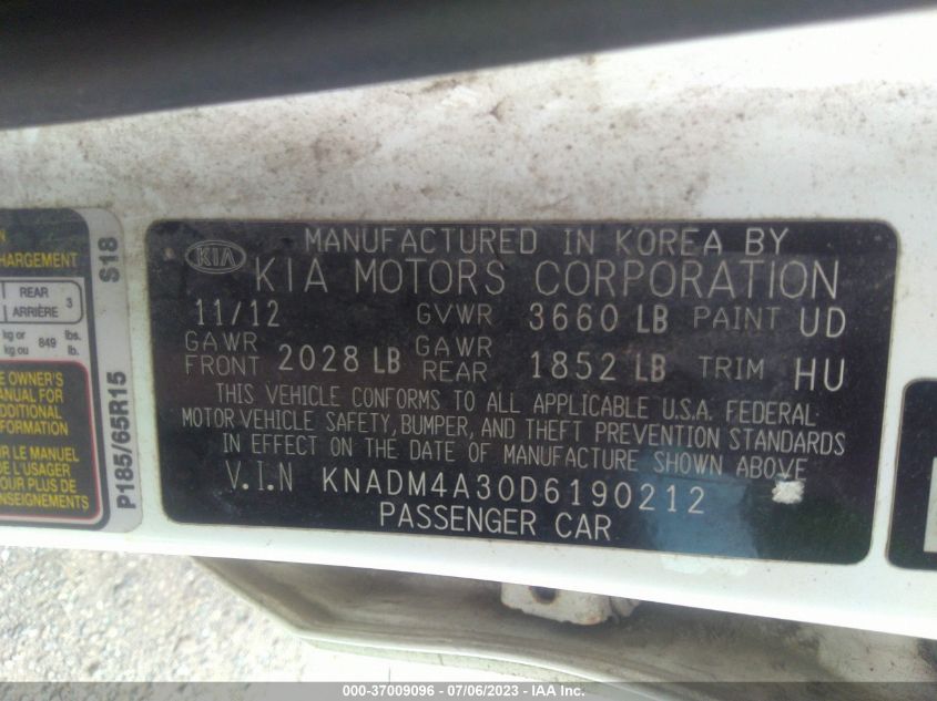 2013 KIA RIO LX - KNADM4A30D6190212