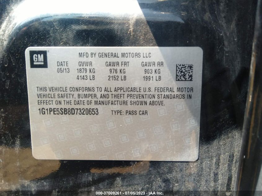 2013 CHEVROLET CRUZE 2LT - 1G1PE5SB8D7320653