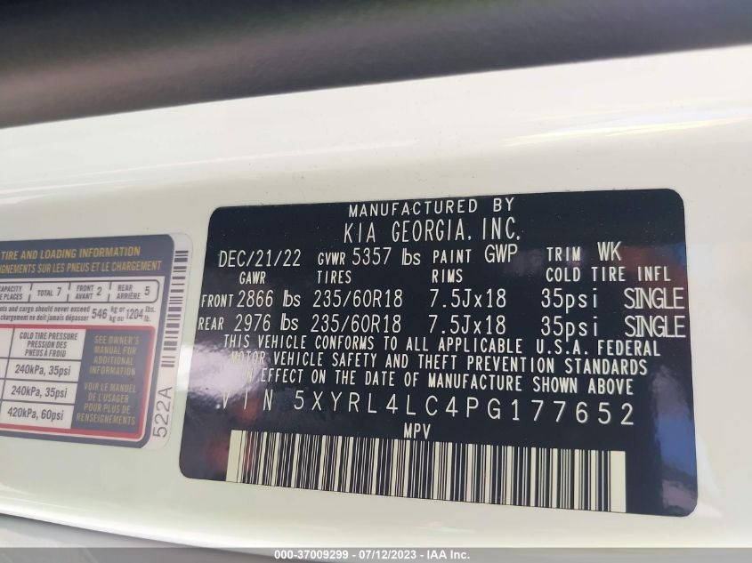 2023 KIA SORENTO S - 5XYRL4LC4PG177652