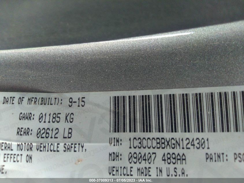 2016 CHRYSLER 200 S - 1C3CCCBBXGN124301