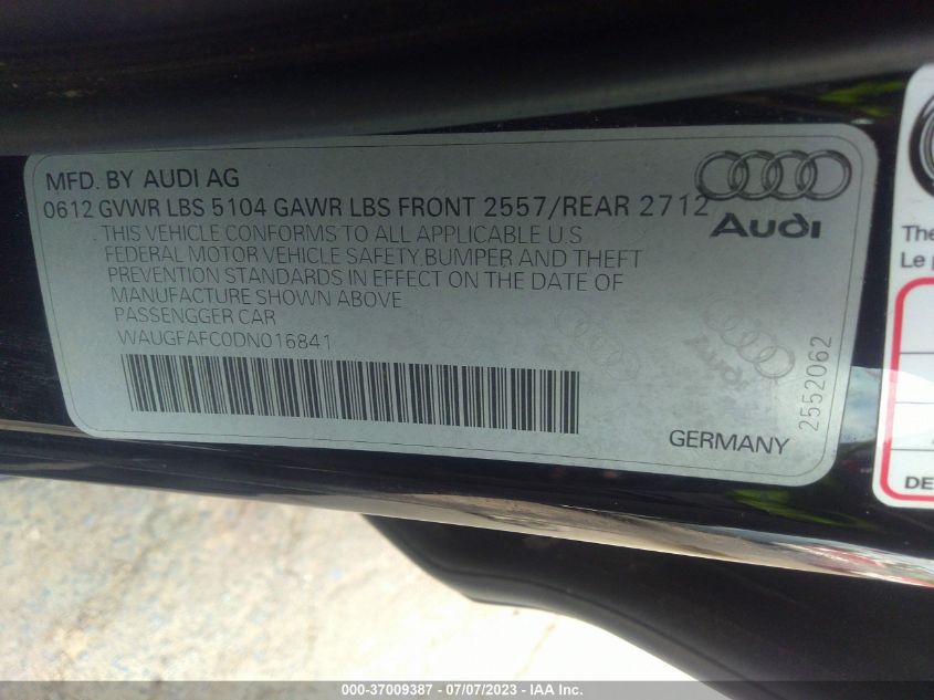 2013 AUDI A6 2.0T PREMIUM PLUS - WAUGFAFC0DN016841