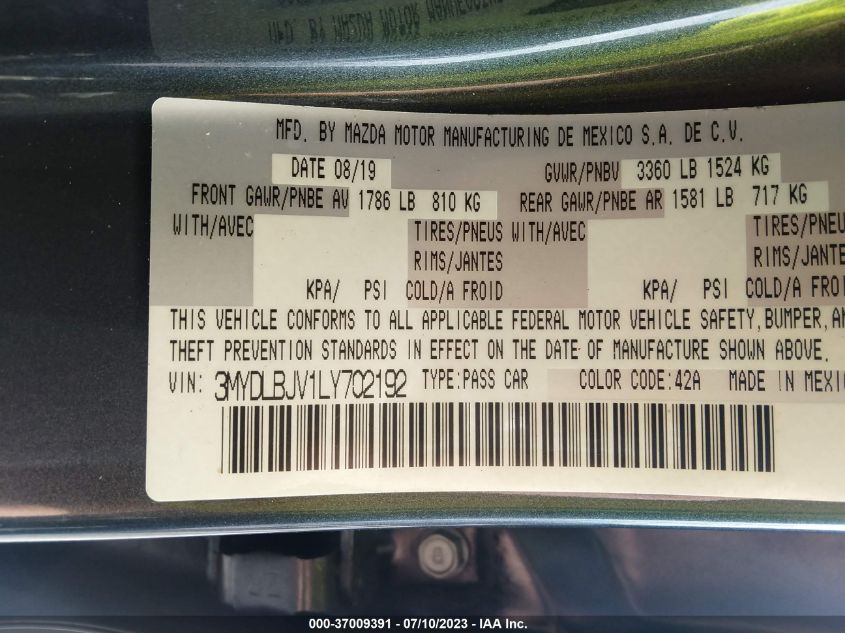 2020 TOYOTA YARIS HATCHBACK LE/XLE - 3MYDLBJV1LY702192
