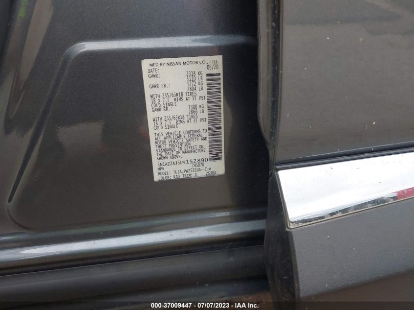 2020 NISSAN MURANO S - 5N1AZ2AJ5LN152890