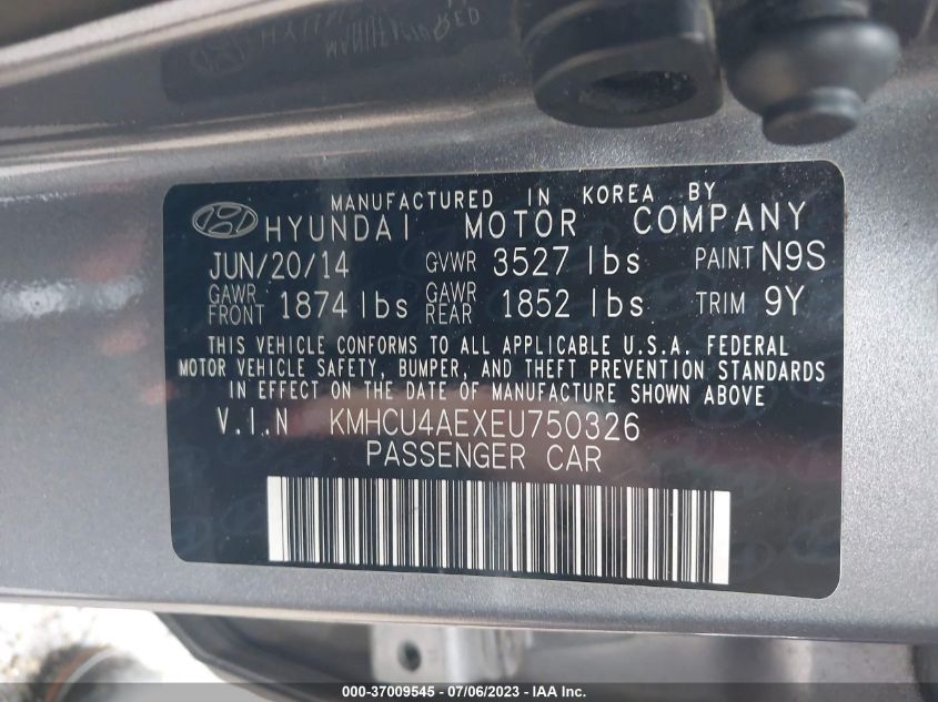 2014 HYUNDAI ACCENT GLS/SE - KMHCU4AEXEU750326