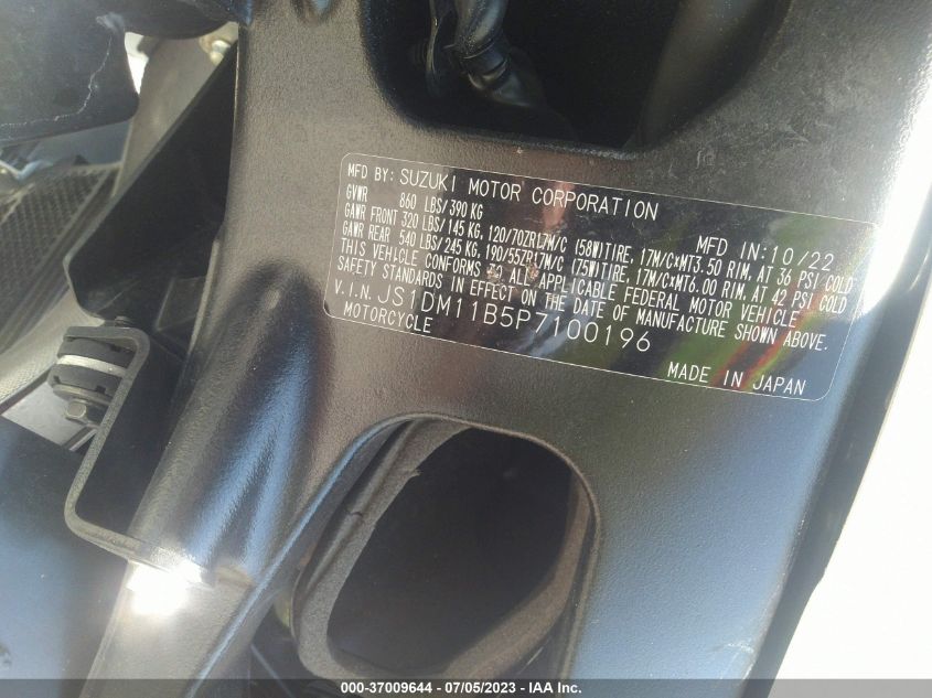 2023 SUZUKI GSX-R1000 JS1DM11B5P7100196
