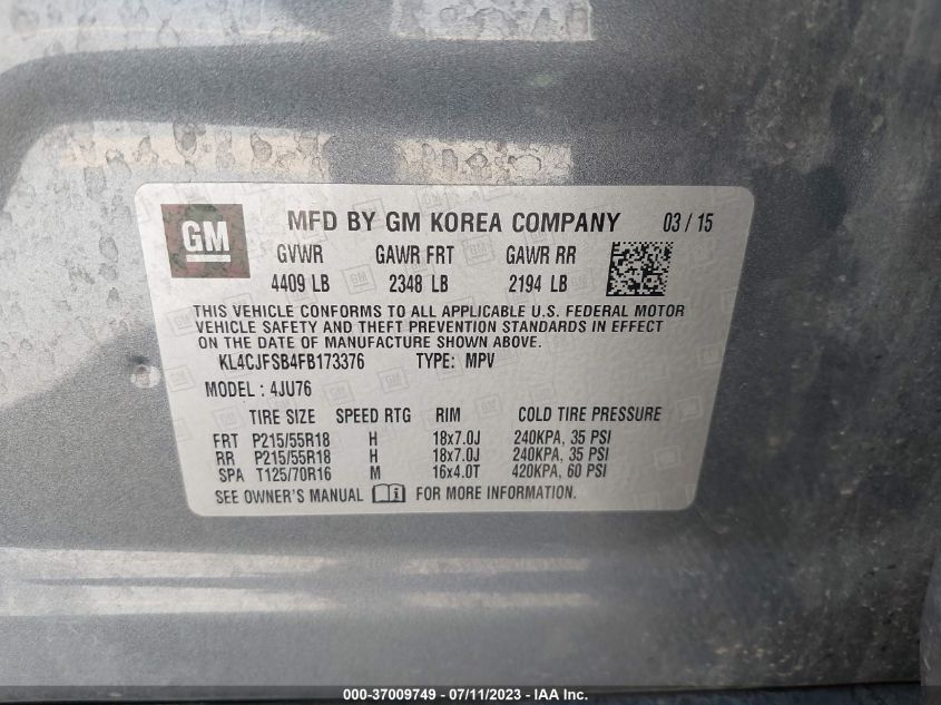 2015 BUICK ENCORE CONVENIENCE - KL4CJFSB4FB173376