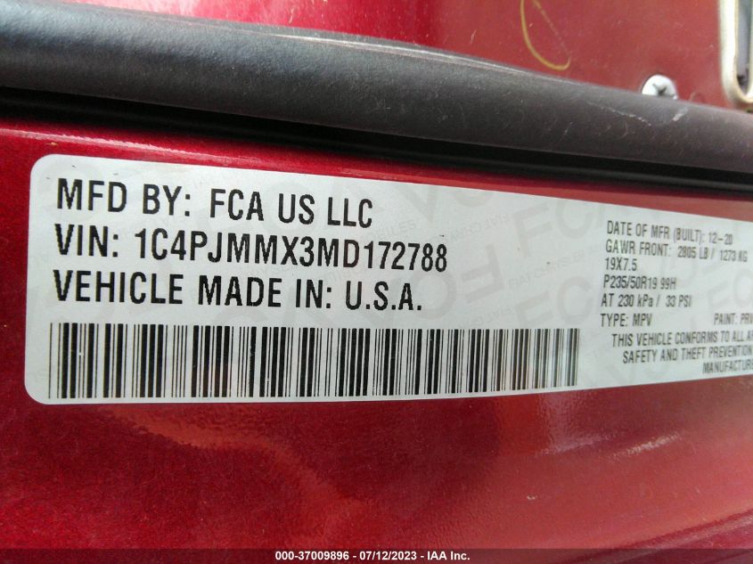 2021 JEEP CHEROKEE 80TH ANNIVERSARY - 1C4PJMMX3MD172788