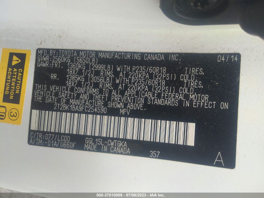 2015 LEXUS RX 350 - 2T2BK1BA9FC254590