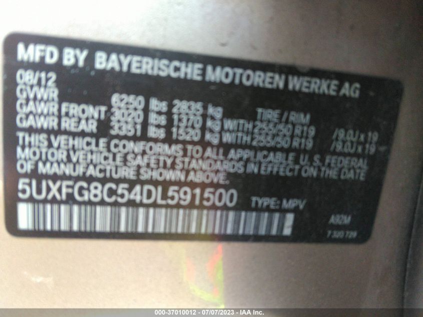 2013 BMW X6 XDRIVE50I - 5UXFG8C54DL591500