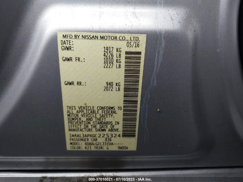 2016 NISSAN ALTIMA 2.5 - 1N4AL3APXGC225324