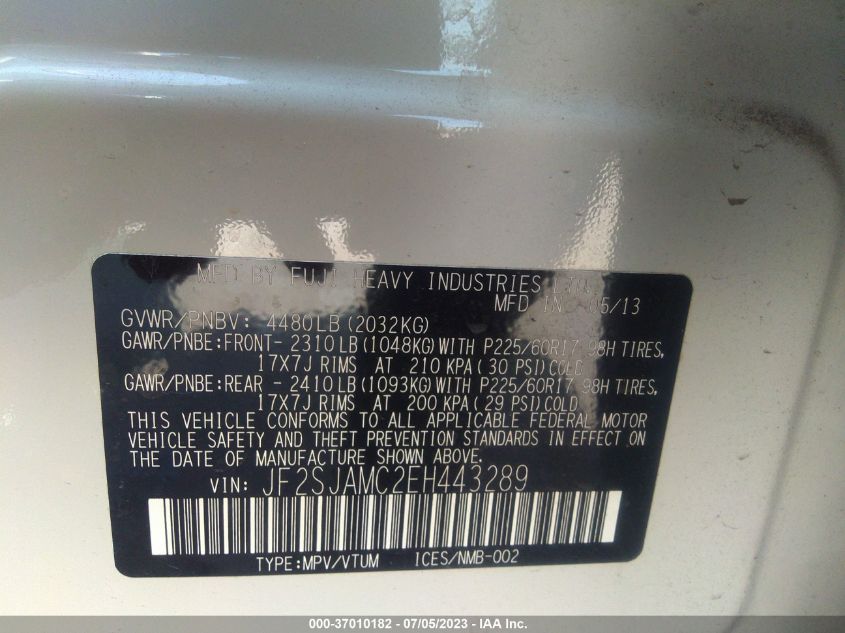 2014 SUBARU FORESTER 2.5I TOURING - JF2SJAMC2EH443289
