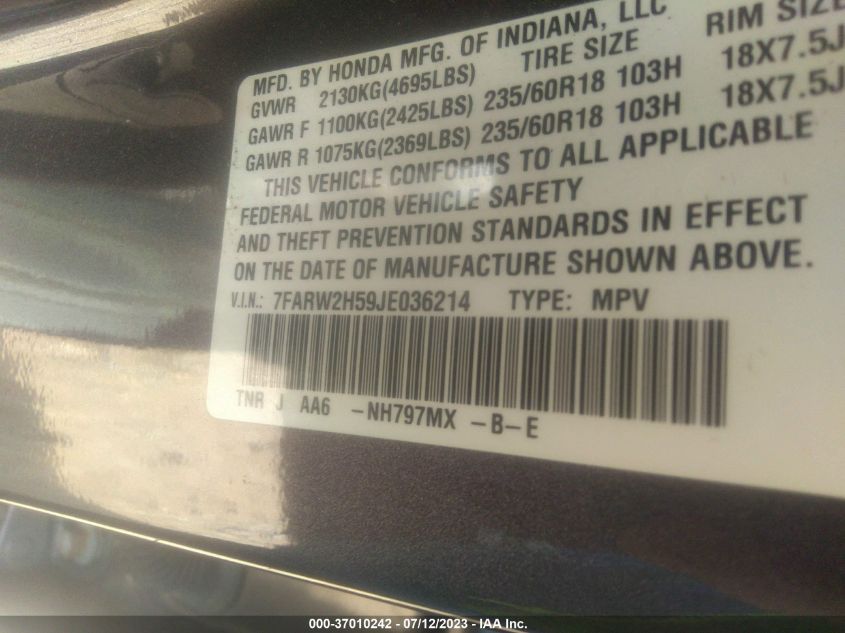 2018 HONDA CR-V EX - 7FARW2H59JE036214