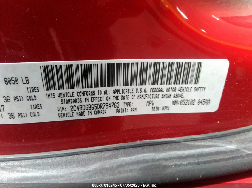 2013 DODGE GRAND CARAVAN SE - 2C4RDGBG5DR794763