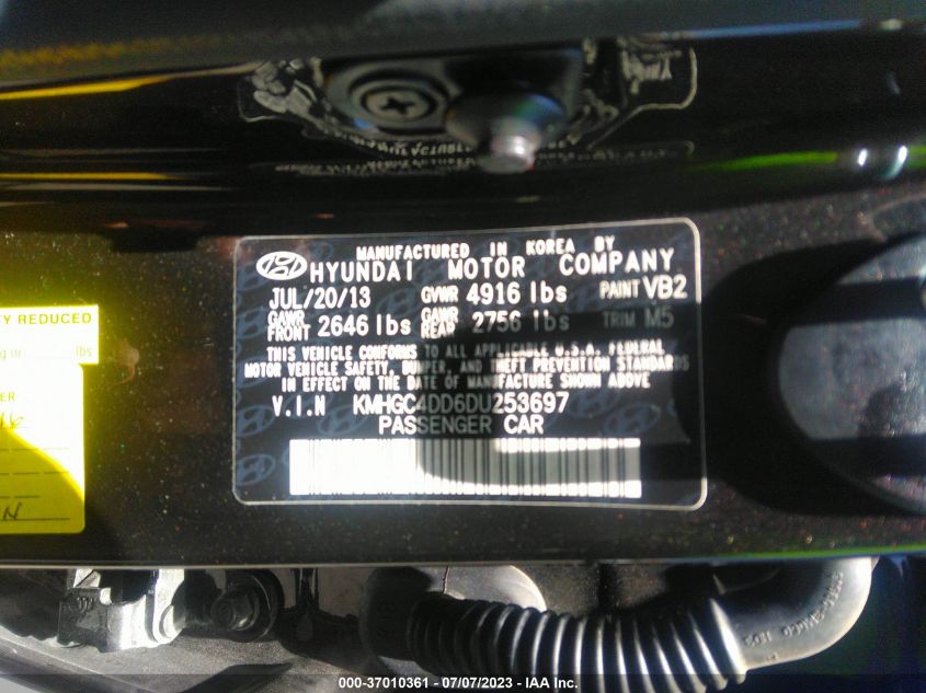 2013 HYUNDAI GENESIS 3.8L - KMHGC4DD6DU253697
