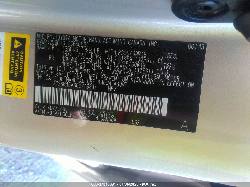 2013 LEXUS RX 350 - 2T2BK1BA6DC216814