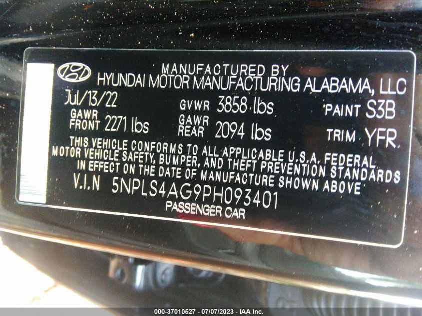 5NPLS4AG9PH093401 Hyundai Elantra SEL 9