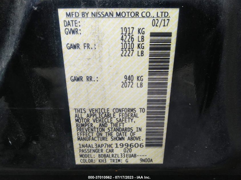 2017 NISSAN ALTIMA 2.5 SL - 1N4AL3AP7HC199606