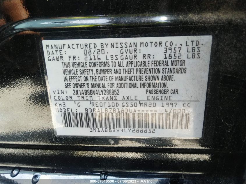 2020 NISSAN SENTRA S - 3N1AB8BV4LY288852
