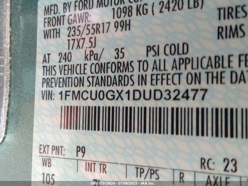 2013 FORD ESCAPE - 1FMCUDGX1DUD32477