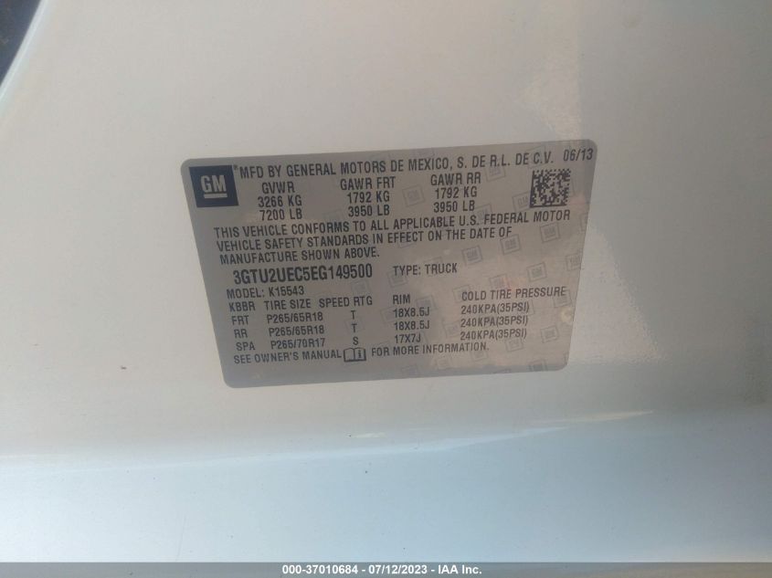 2014 GMC SIERRA 1500 SLE - 3GTU2UEC5EG149500