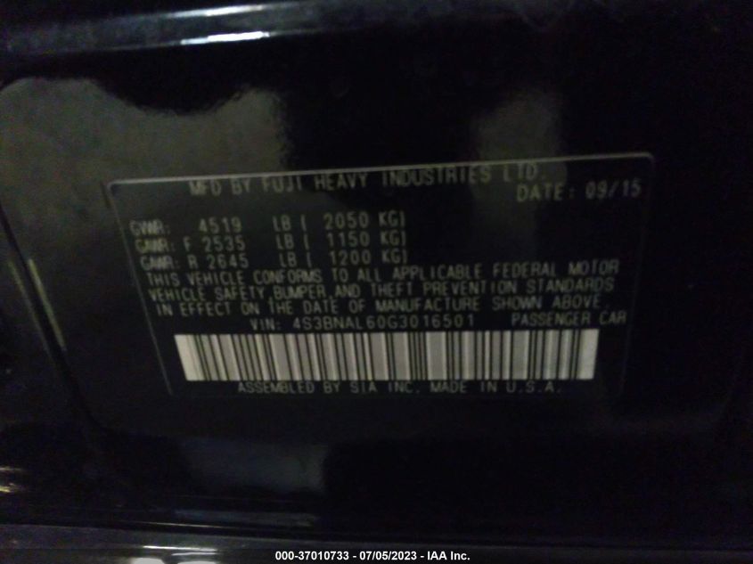 2016 SUBARU LEGACY 2.5I LIMITED - 4S3BNAL60G3016501