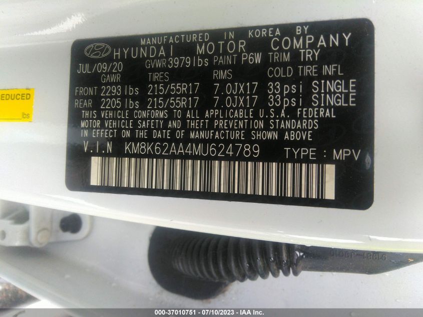 2021 HYUNDAI KONA SEL PLUS - KM8K62AA4MU624789