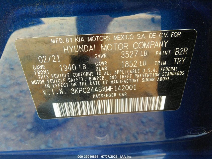 2021 HYUNDAI ACCENT SE - 3KPC24A6XME142001