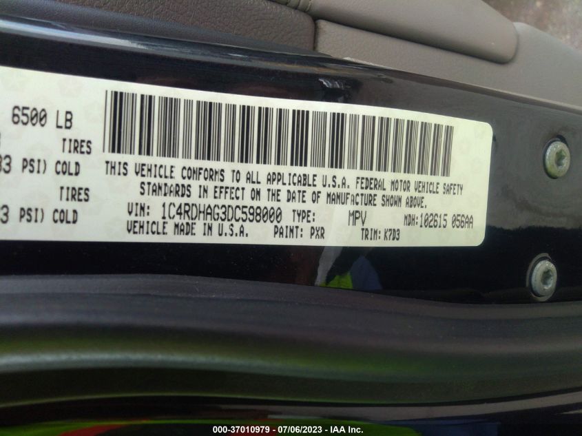 2013 DODGE DURANGO SXT - 1C4RDHAG3DC598000