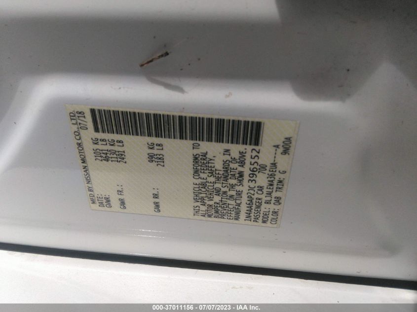 2018 NISSAN MAXIMA SL - 1N4AA6AP2JC396552