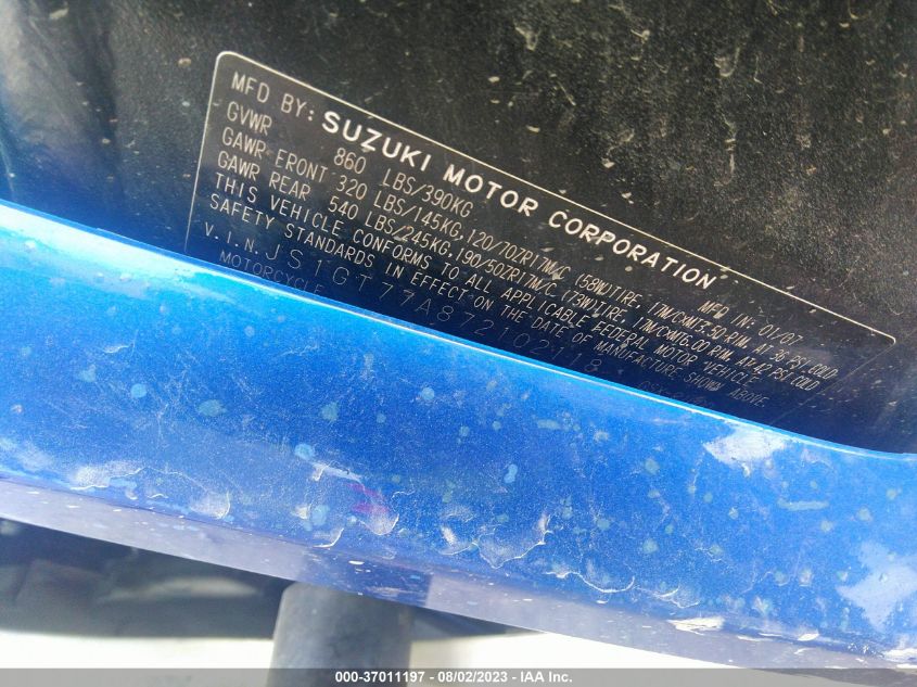 2007 SUZUKI GSX-R1000 - JS1GT77A872102118