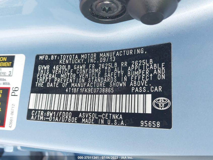 2014 TOYOTA CAMRY L/SE/LE/XLE - 4T1BF1FK9EU738865