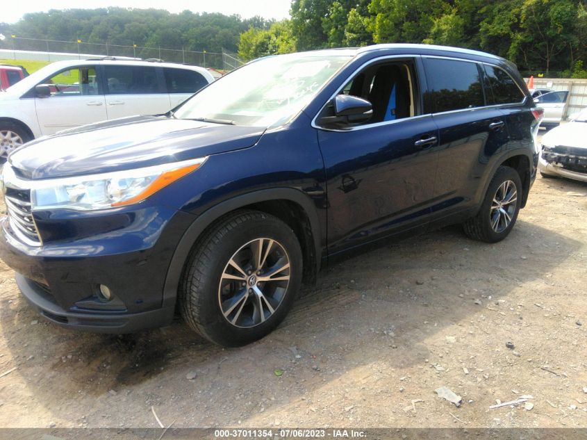 2016 TOYOTA HIGHLANDER XLE - 5TDJKRFHXGS315721