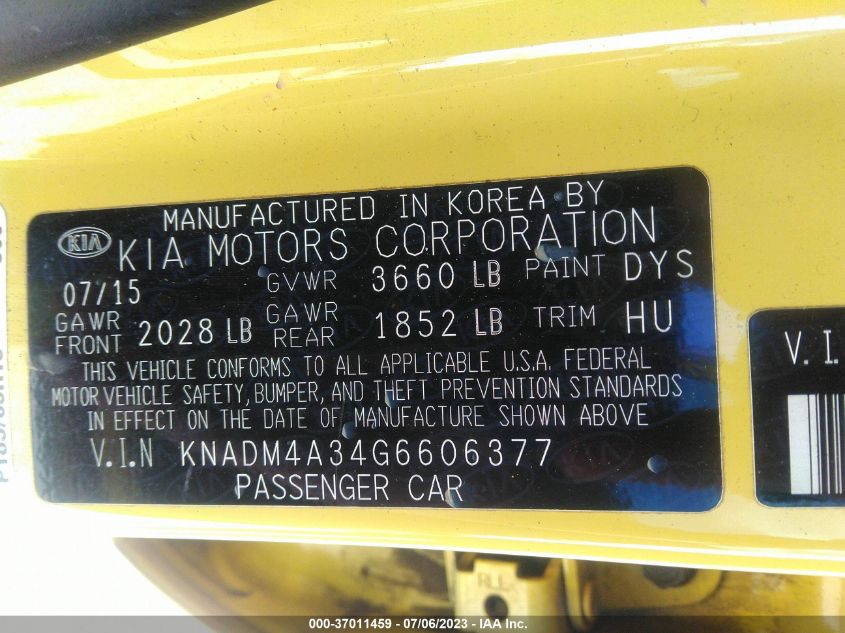 2016 KIA RIO LX - KNADM4A34G6606377