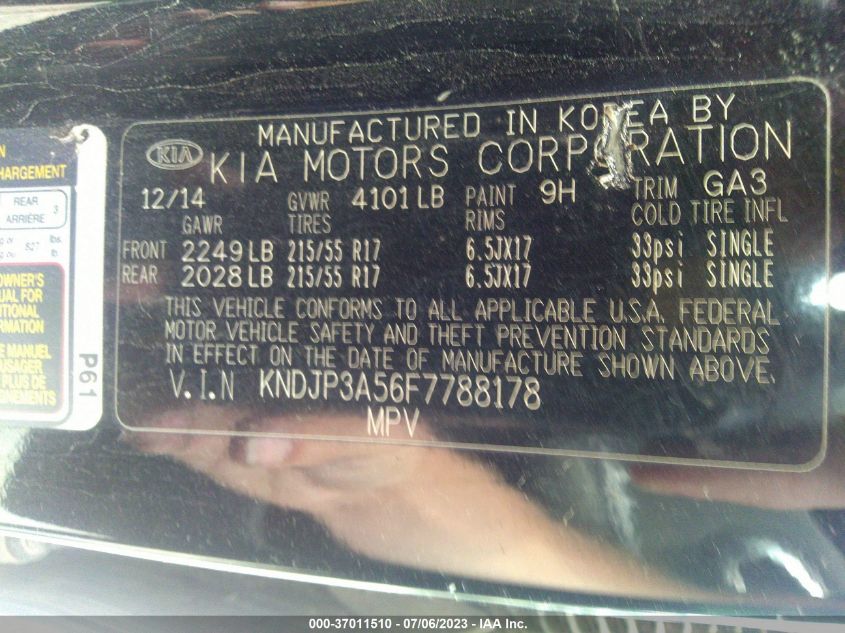2015 KIA SOUL + - KNDJP3A56F7788178