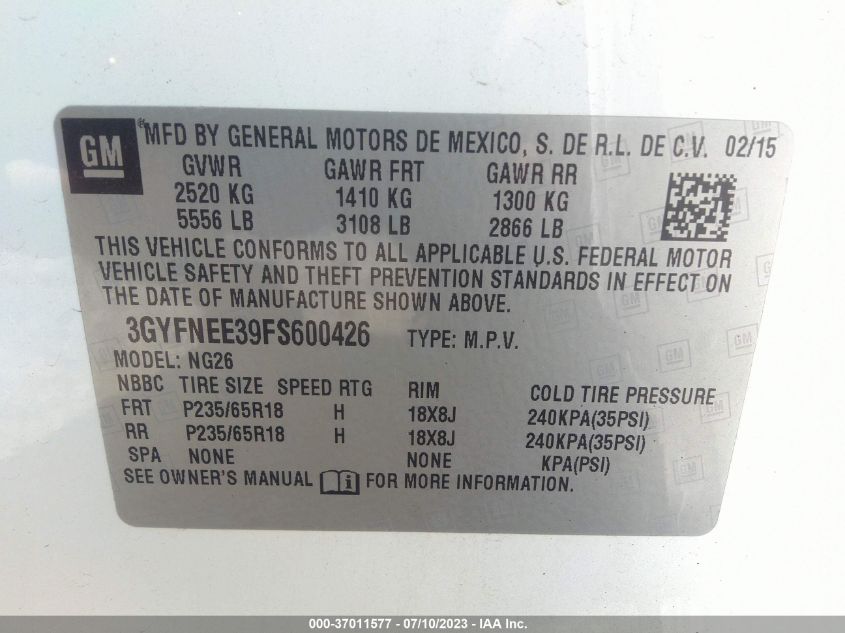 2015 CADILLAC SRX LUXURY COLLECTION - 3GYFNEE39FS600426