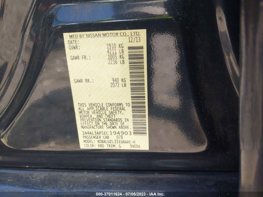 2014 NISSAN ALTIMA 2.5 SV - 1N4AL3AP5EC194903