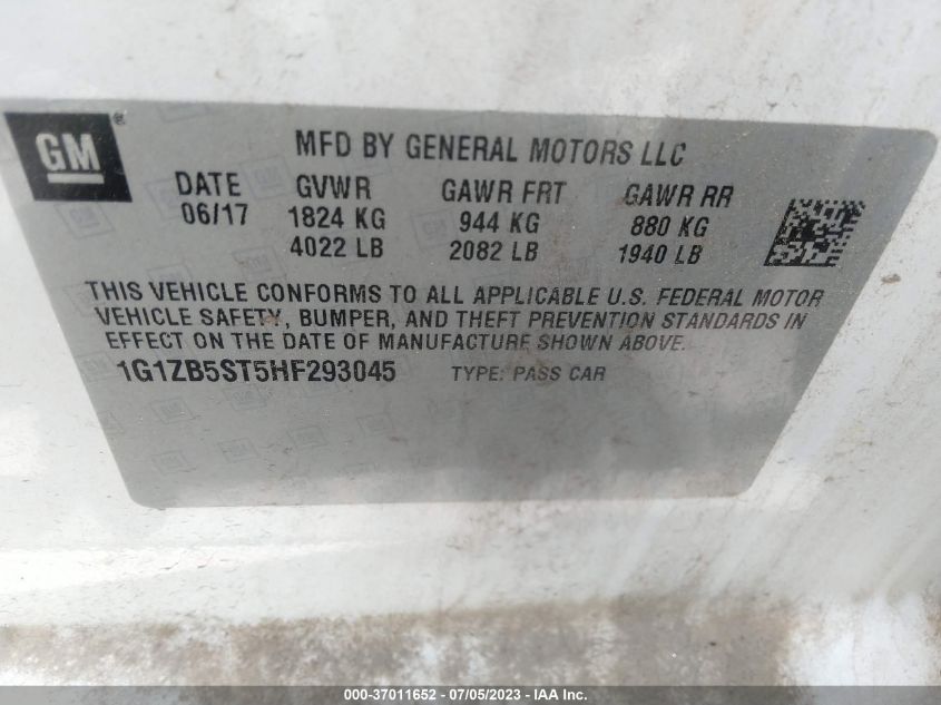 2017 CHEVROLET MALIBU LS - 1G1ZB5ST5HF293045