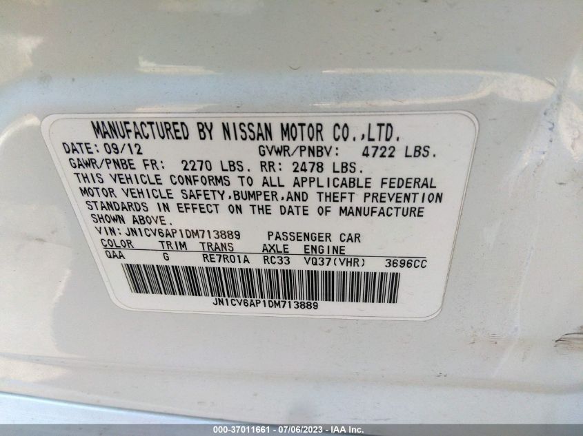2013 INFINITI G37 SEDAN JOURNEY - JN1CV6AP1DM713889