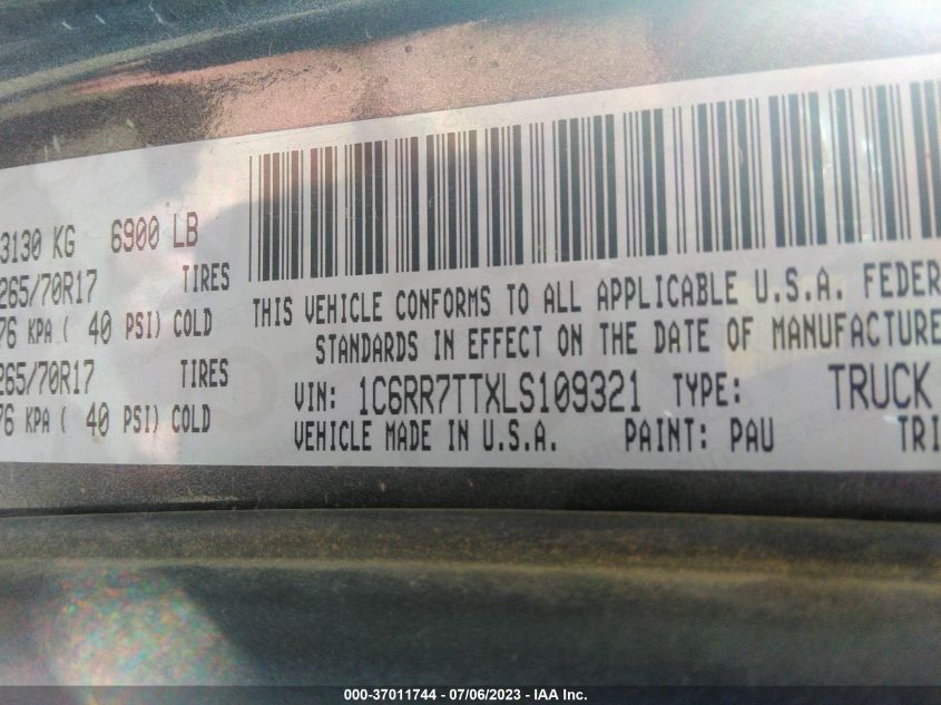 2020 RAM 1500 CLASSIC SLT - 1C6RR7TTXLS109321
