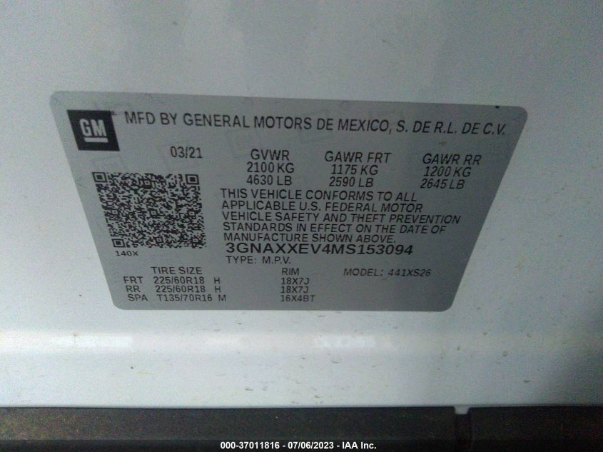 2021 CHEVROLET EQUINOX PREMIER - 3GNAXXEV4MS153094