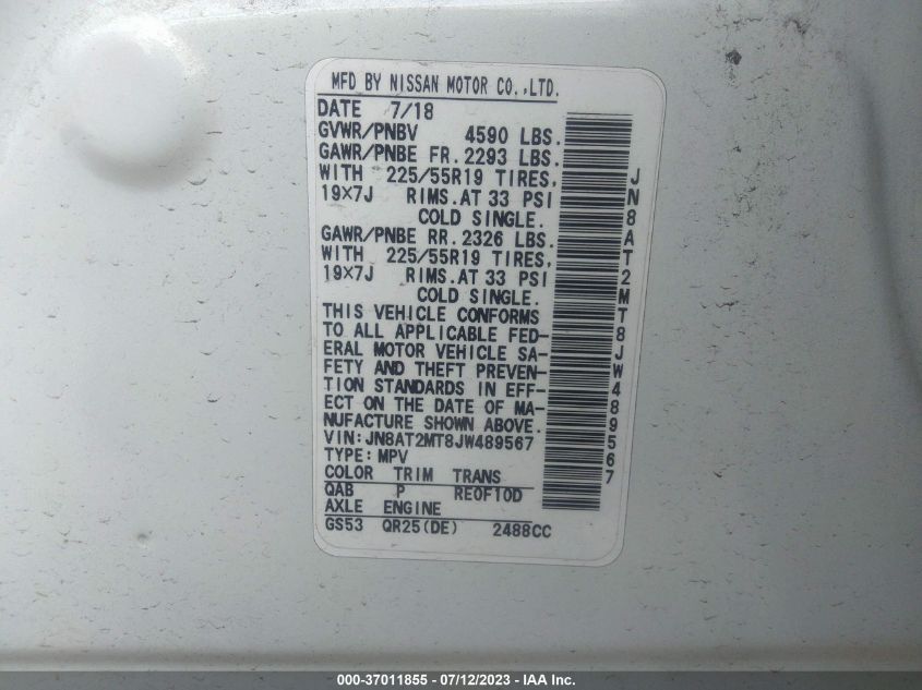 2018 NISSAN ROGUE SL - JN8AT2MT8JW489567